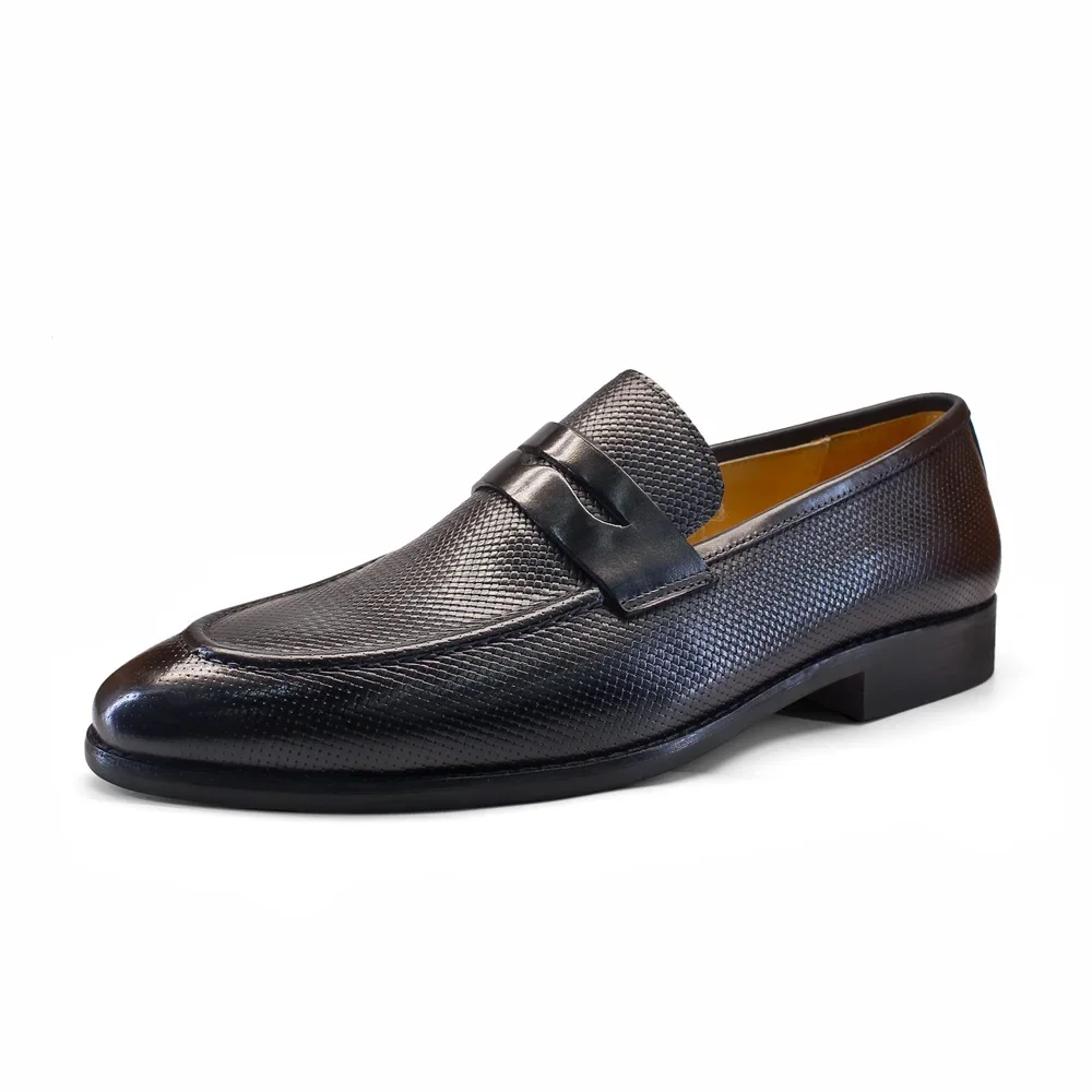 Bequeme Loafer aus echtem Leder, Freizeitschuhe mit Gummisohle für Herren und modernem geflochtenem Muster, Größe 39 bis 46, für Herrenschuhe