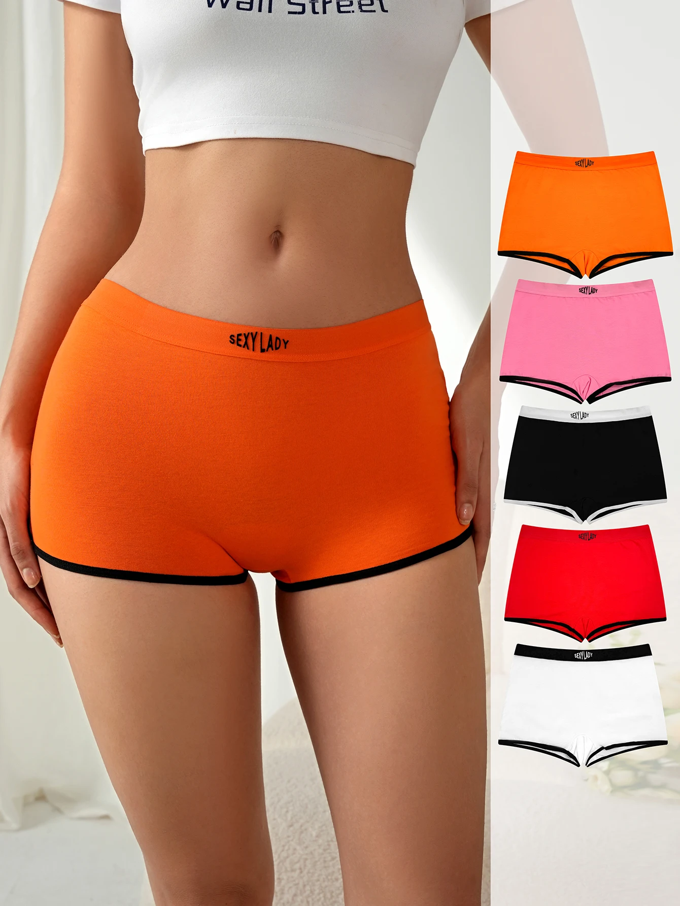 5-teilige Damen-Slips aus reiner Baumwolle mit englischem Buchstaben in verschiedenen Farben und bequeme Unterwäsche für Mädchen Image