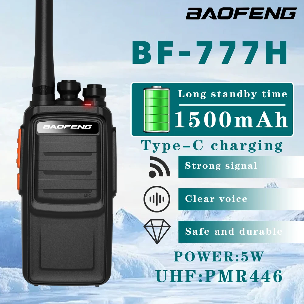 2 Stück Baofeng BF-777H Walkie-Talkie 16-Kanal 3-5km Zweiwege-Funkgerät UHF PMR446MHz Tragbarer Langstrecken-Funkempfänger für Outdoor Image