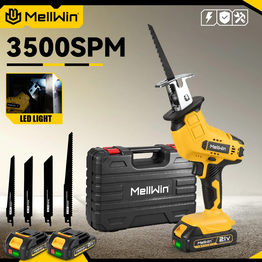 MELLWIN Akku-Elektro-Säbelsäge, Multifunktions-Schnittsäge, Metall, Holz, PVC, Rohrschneidewerkzeug für Makita 18 V Batterie-Pin Image