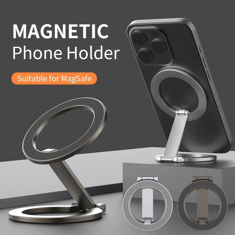 Doppelseitiger magnetischer Telefonständer, höhenverstellbar, um 360 Grad drehbar, Desktop-Telefonständer, Fitnessstudio, Eisenoberfläche, magnetischer Ständer Image