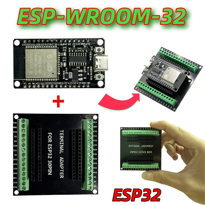 ESP-WROOM-32 ESP32-S ENTWICKLUNGSBOARD TYP C ESP32 BLUETOOTH WIFI ESP32 NODEMCU BLUETOOTH-MODUL + ESP 32 BREAKOUT BOARD 30 PIN Image