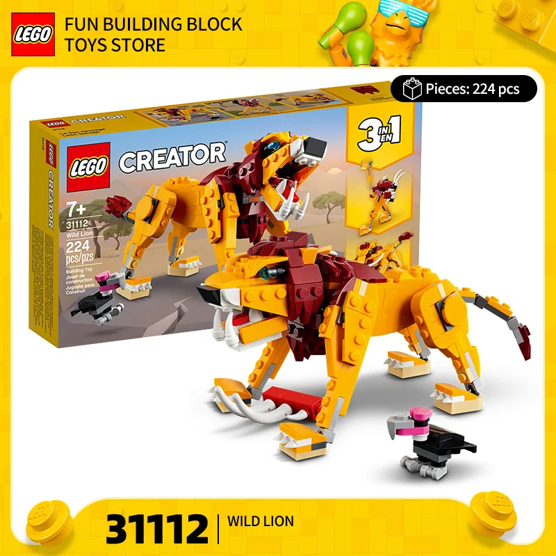 Lego 3-in-1-Serie 31112 31137 31159 40220 Wild Lion Zusammengebautes Kinderpuzzle Spielzeug Geschenk Image