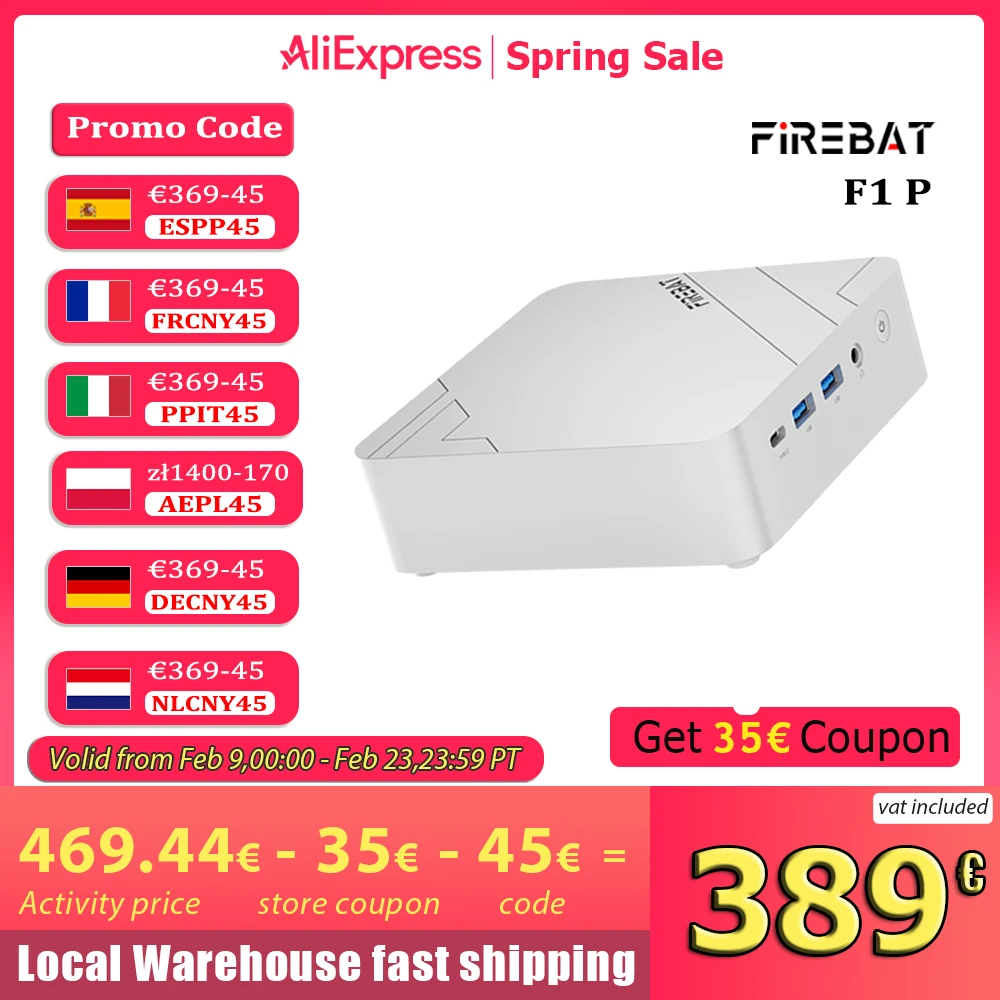 Firebat Mini PC F1 P AMD Ryzen 7 H 255 DDR5 5600 MHz 16 GB 512 GB SSD Windows11 PC Wi-Fi 6 BT5.2 USB4.0 Mini-PC Ordenador Image