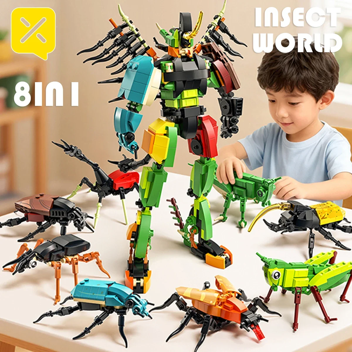 Wandelbare Insekten Mantis Roboter Bausteine 8-in-1 699 stücke Pädagogisches STEM Spielzeug Kinder Erwachsene Kreative DIY Ziegel modell Kits Image