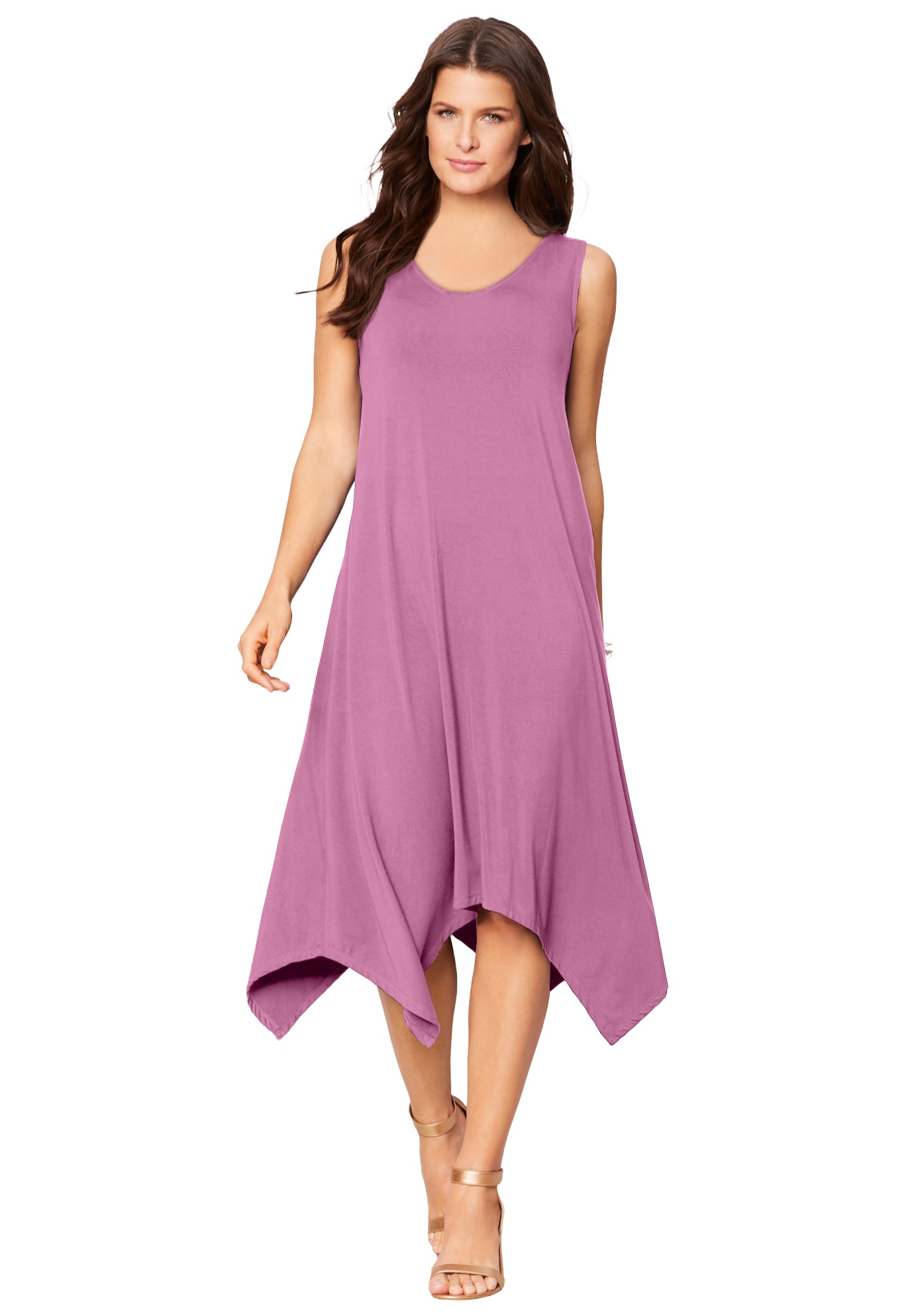 Plus Size Women's Sleeveless Swing Dress by Roaman's in Mauve Orchid (Size 42/44)