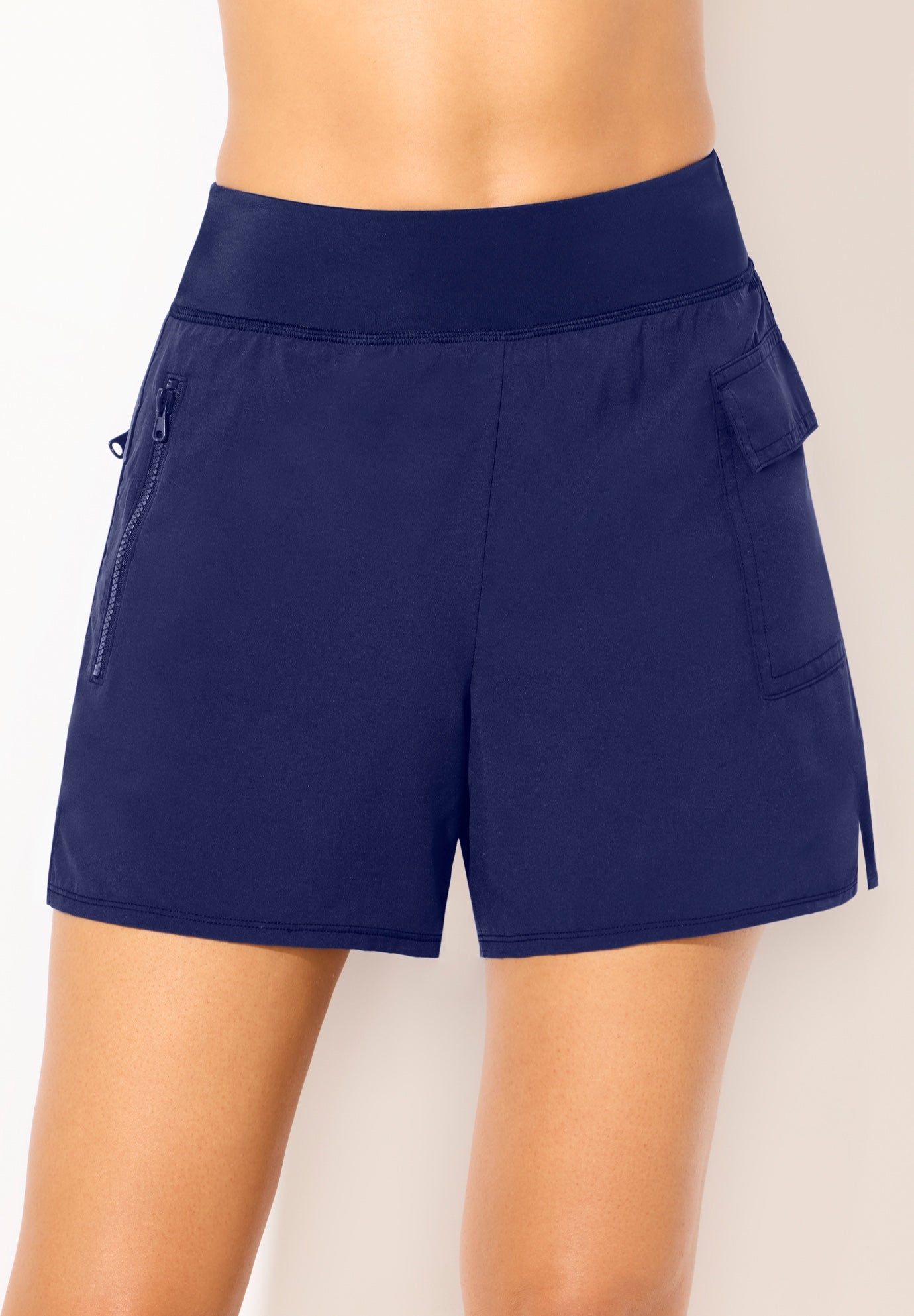 Plus Size Women's Lightweight Quick-Dry Cargo Swim Short by Swimsuits For All in Navy (Size 32)