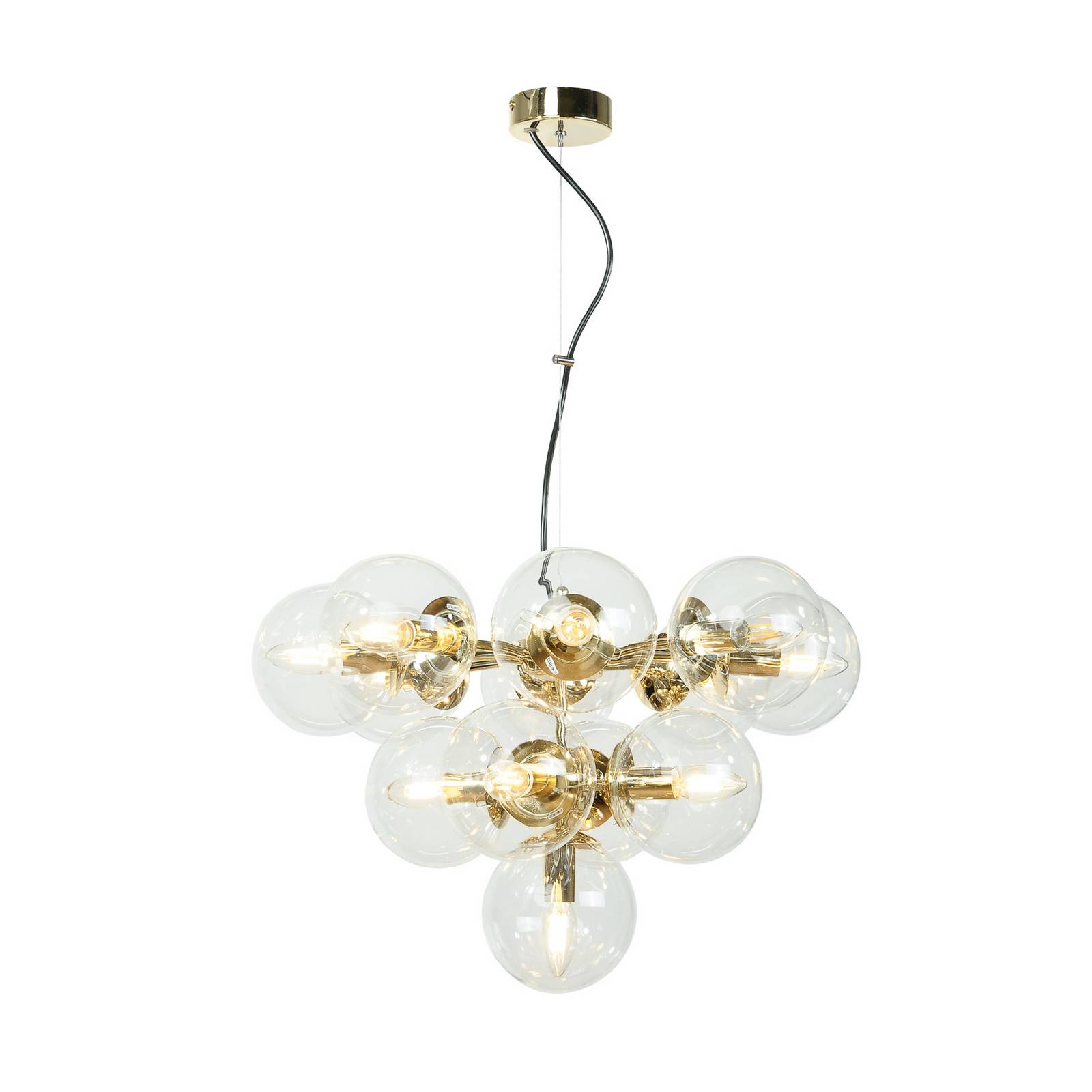 Glas Hängelampe Zumba Domiluce, dimmbar, messing / gold, für Wohn- / Esszimmer, Metall, Modern, Pendelleuchte