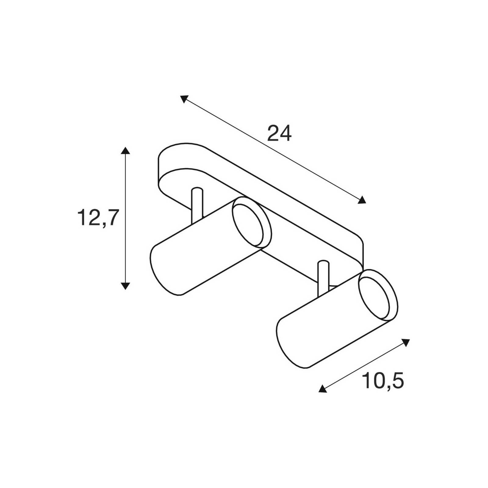 SLV LED-Deckenstrahler Noblo, schwarz, 2.700 K, Länge 24 cm dimmbar, schwarz, für Wohn- / Esszimmer, Aluminium, Modern, LED Deckenlampe