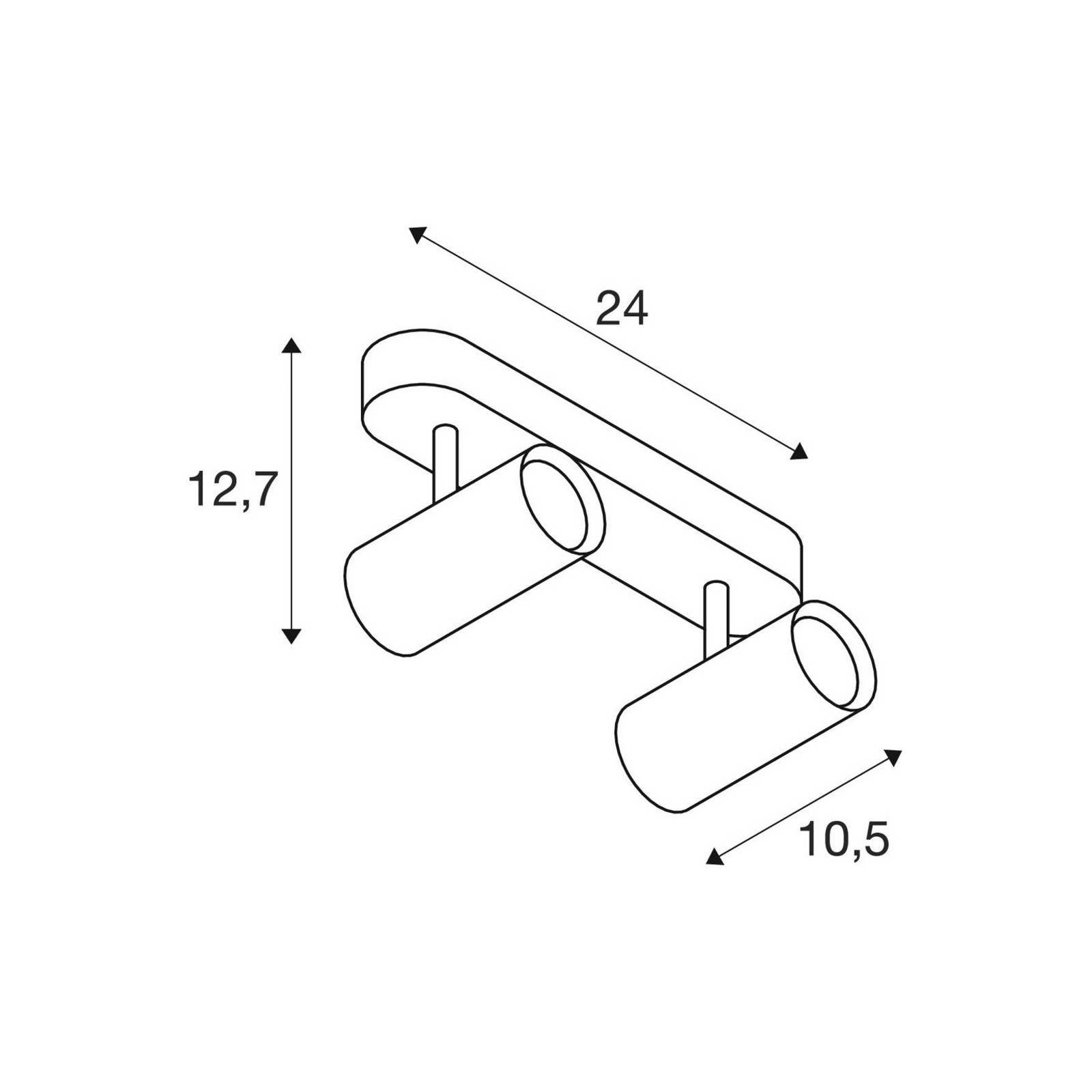 SLV Deckenstrahler Noblo, schwarz, dim to warm, Länge 24 cm dimmbar, schwarz, für Wohn- / Esszimmer, Aluminium, Modern, LED Deckenlampe