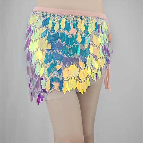 Foulard de hanche de danse du ventre de Samba Dancewear - Tenue de danseuse du ventre à franges en sequins jupe mini haute sexy - Costume de performance