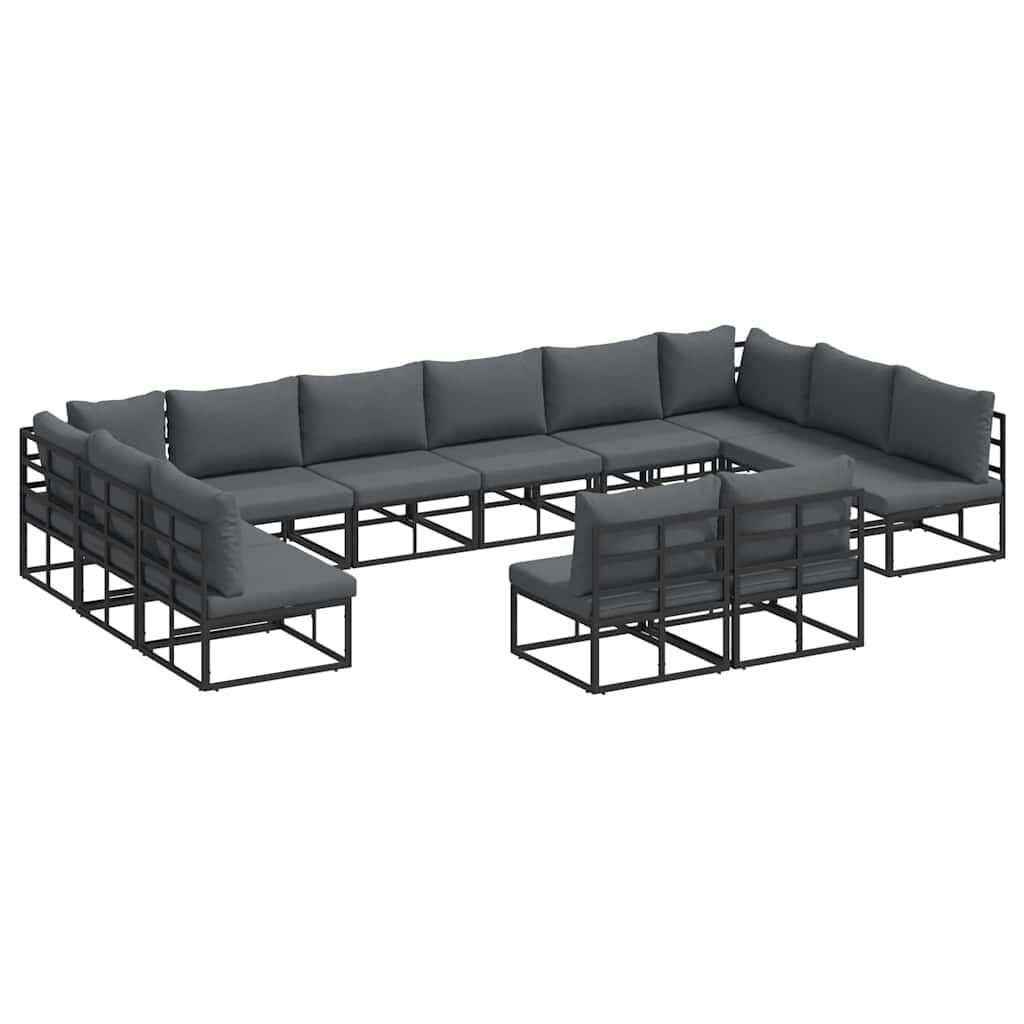 vidaXL Gartensofa-set mit Kissen 12 pcs Schwarz Aluminium Image