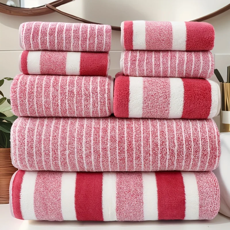 8pcs Towel Set, 2 Bath & 2 Hand Towels, 4 Face Towels. For Spa, Gym, Hotel, Camping & Outdoor Use. Fast Drying.