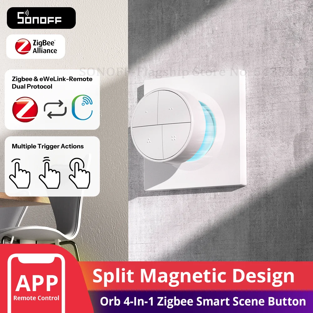 SONOFF Orb 4-in-1 Fusion Series SNZB-01M Zigbee Smart Scene Button One-Touch Scene Trigger Zigbee & eWeLink Remote Dual Protocol Image