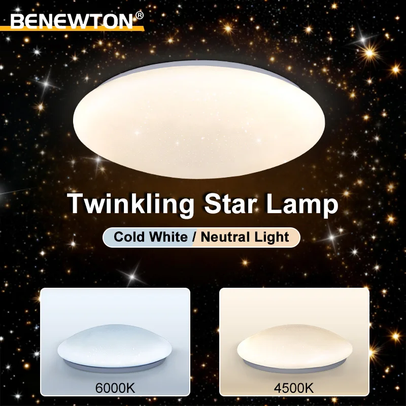 Moderne LED-Deckenleuchten, rund, kaltweiß, neutrales Licht, 16 W, sanfter Stern, glitzernde Deckenleuchte, Schlafzimmer, Küche, Wohnzimmer, Dekoration