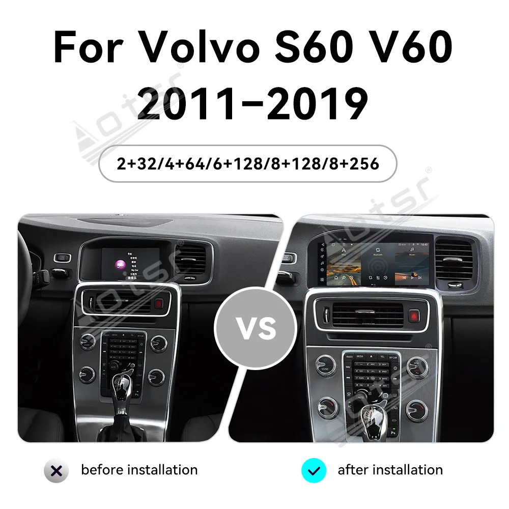 8,8 ''Android 13 Für Volvo S60 V60 2011-2019 Original Auto Touch Auto Bildschirm Navigation Carplay Auto radio DSP BT Multimedia Player