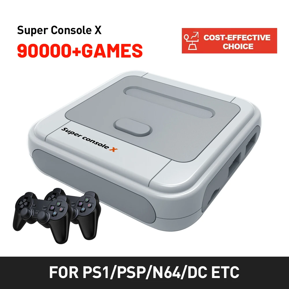 KINHANK Game Box Super Console X Retro-Videospielkonsole, unterstützt 90000 Spiele, 50 Emulatoren für PS1/PSP/MAME/DC mit Controllern Image