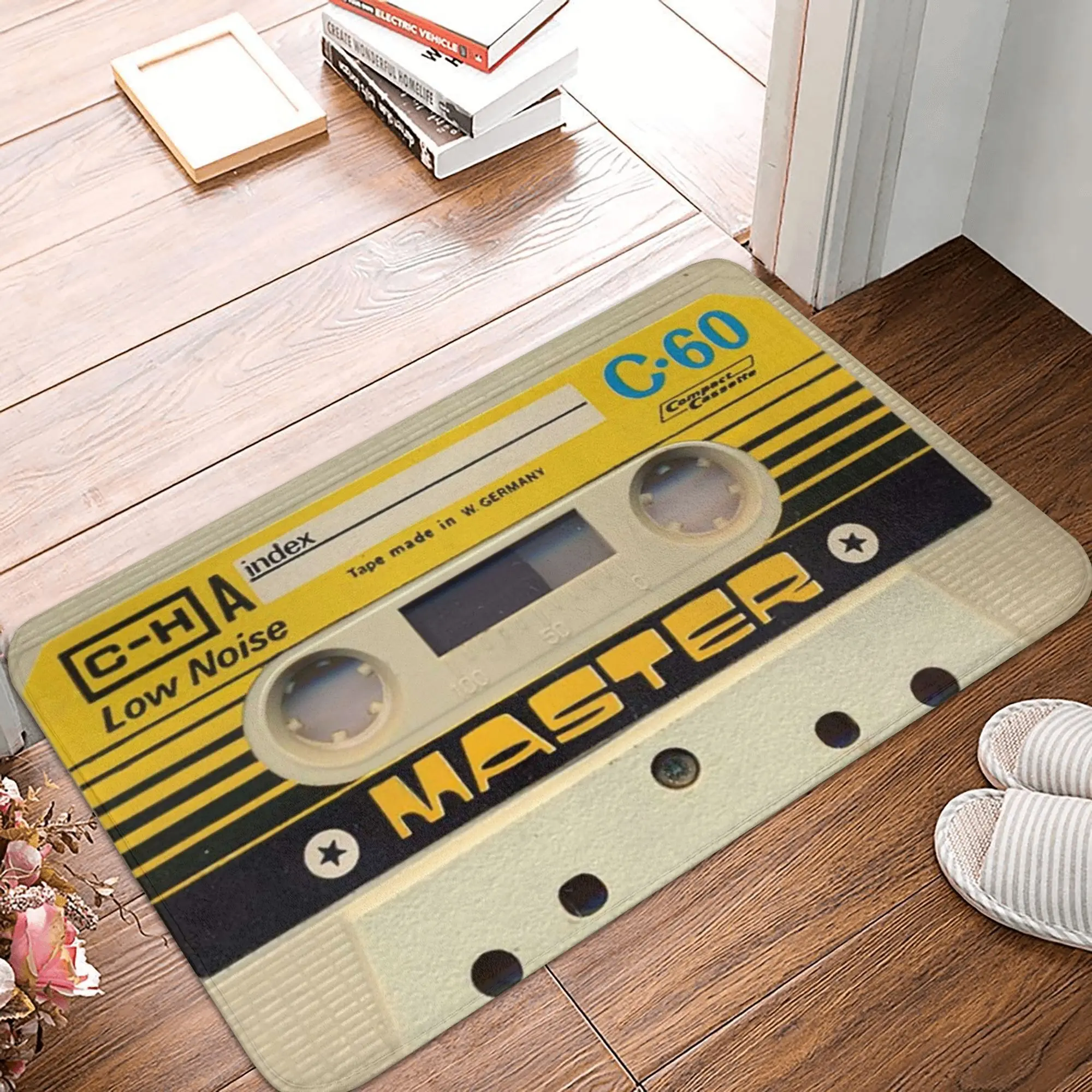 Vintage Cassette Tapedeck Yellow Front Door Floor Entrance Mat Indoor Kitchen Bathroom Doormat Garden Carpet Rug