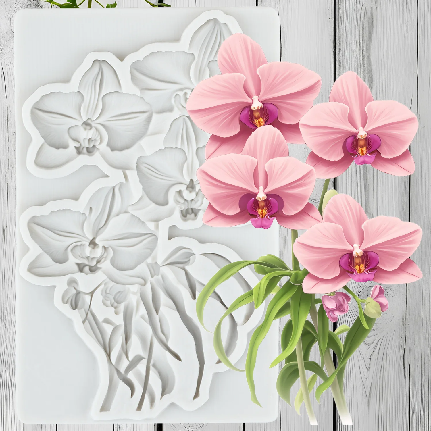 Orchidee Blume Silikon Formen Blume Fondant Kuchen Dekorieren Werkzeuge Cupcake Topper Süßigkeiten Handwerk Gum Paste Polymer Clay Image