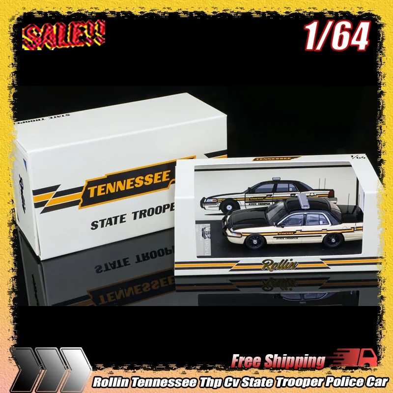 Neues Rollin 1:64 Modellauto im Maßstab 1:64, Tennessee THP CV State Trooper Polizeiauto, Druckguss-Sammlermodell für Erwachsene, Sammlerstück, Hobby-Spielzeug