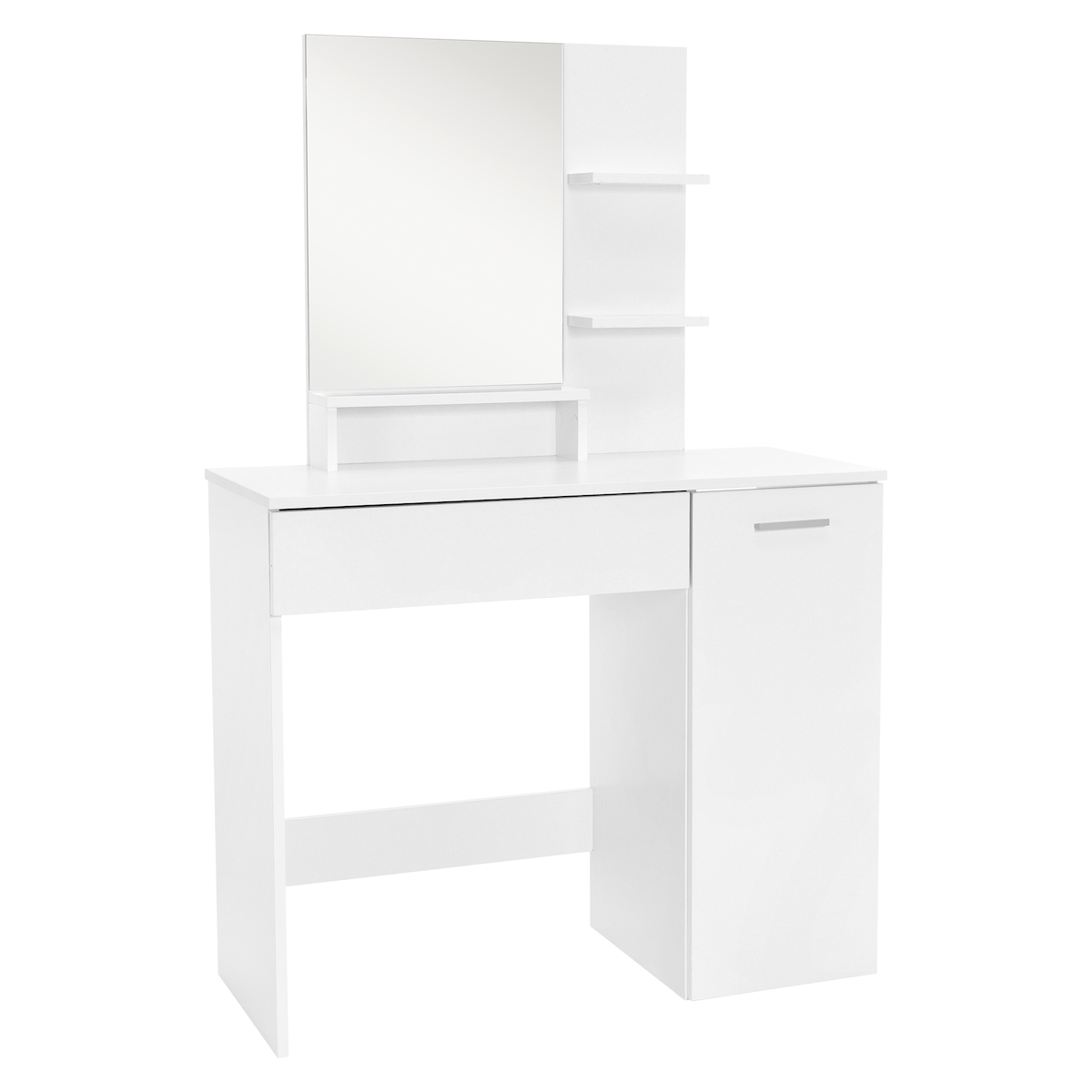 ML-Design Schminktisch mit Hocker & Spiegel, 90x38x138 cm, Weiß, Frisiertisch mit Schublade, moderner Kosmetiktisch Frisierkommode Make-up Tisch Image