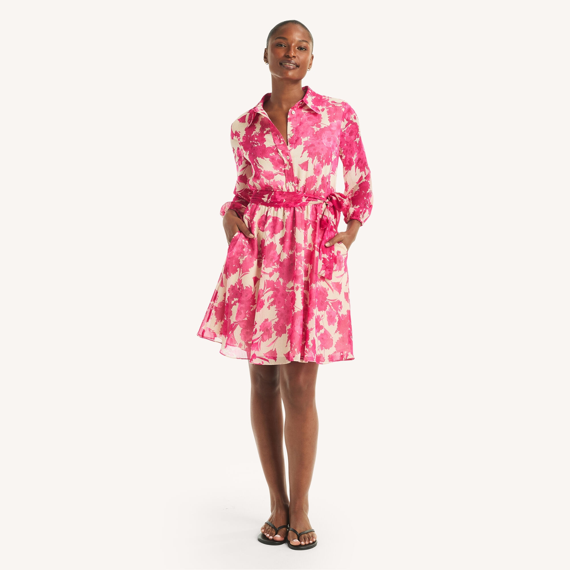 Nautica Women's Printed Shirt Dress 661 (Cabana Pink), XXL