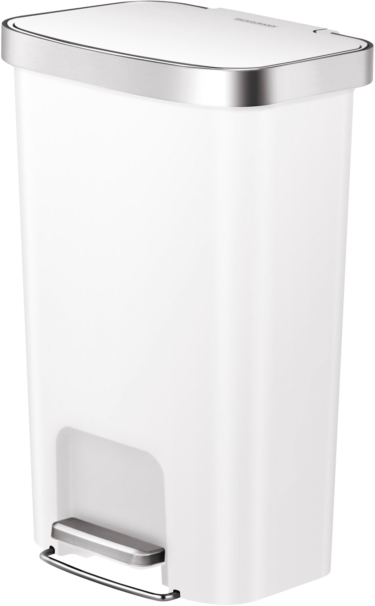 Mülleimer FACKELMANN "SEATTLE, Pedal-Abfalleimer 45L", weiß matt, B:41cm H:65cm T:30cm, Kunststoff, Mülleimer, Mülleimer, stilvoller Mülleimer mit Soft-Close System & robustem Pedal