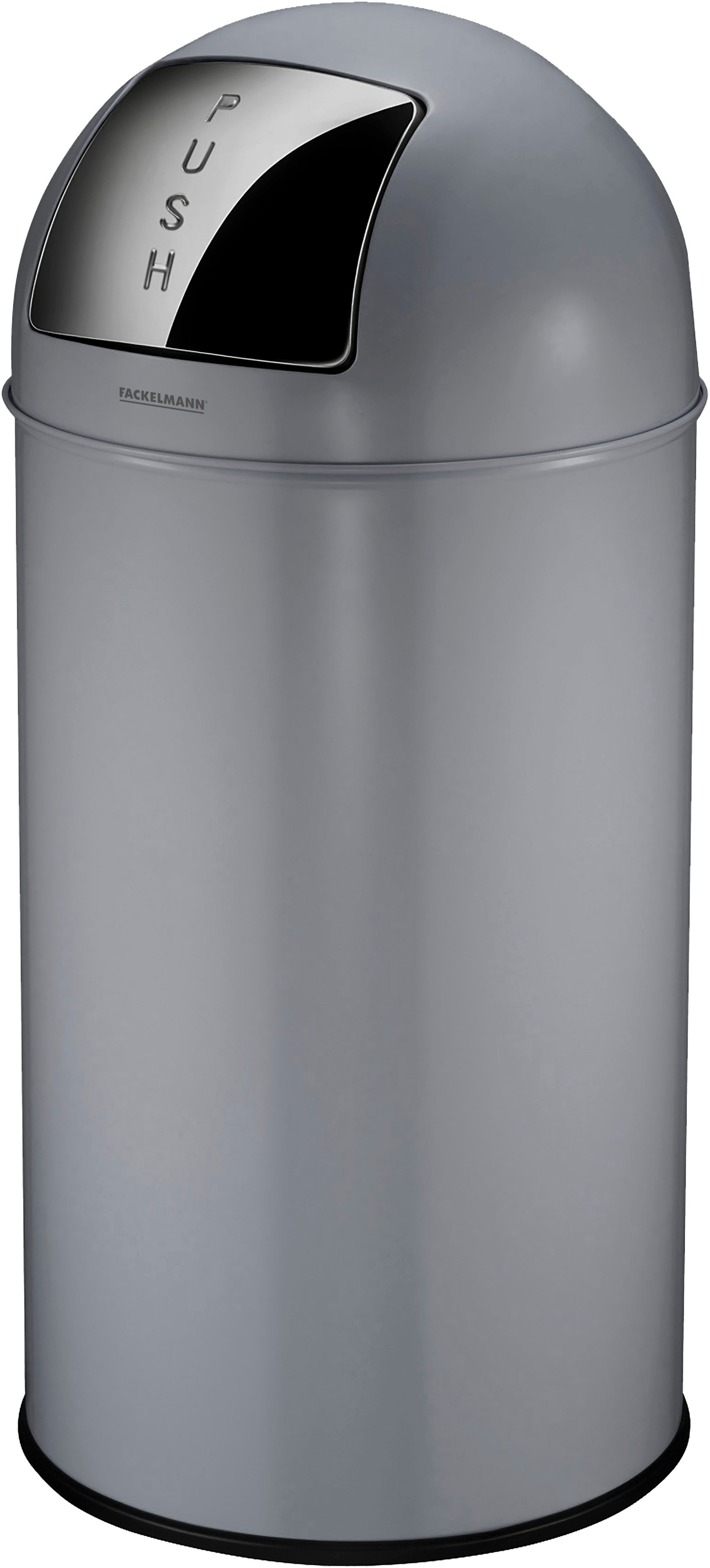 Mülleimer FACKELMANN "BERLIN, Push Abfalleimer 40L", urban gray, H:77cm Ø:36cm, Edelstahl, Mülleimer, Mülleimer, Retro-Design, großes Fassungsvolumen, lackiertes Edelstahlgehäuse