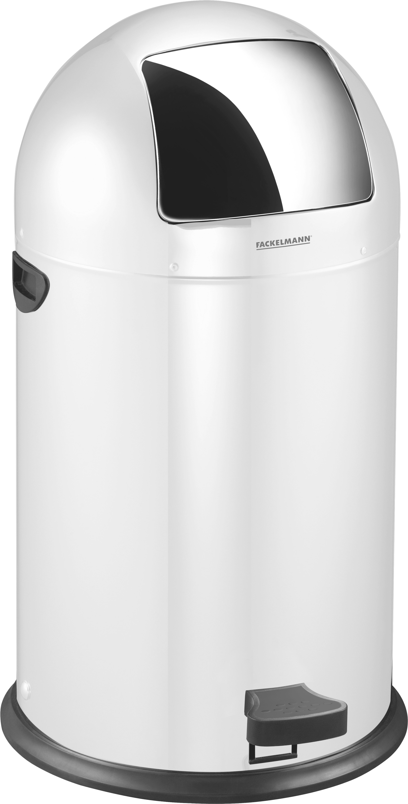 Mülleimer FACKELMANN "ROME, Pedal-Abfalleimer 33L", weiß matt, B:39cm H:69cm T:43cm Ø:39cm, Edelstahl, Mülleimer, Mülleimer, Retro-Design, mit robustem Pedalmechanismus und Edelstahl-Inneneimer