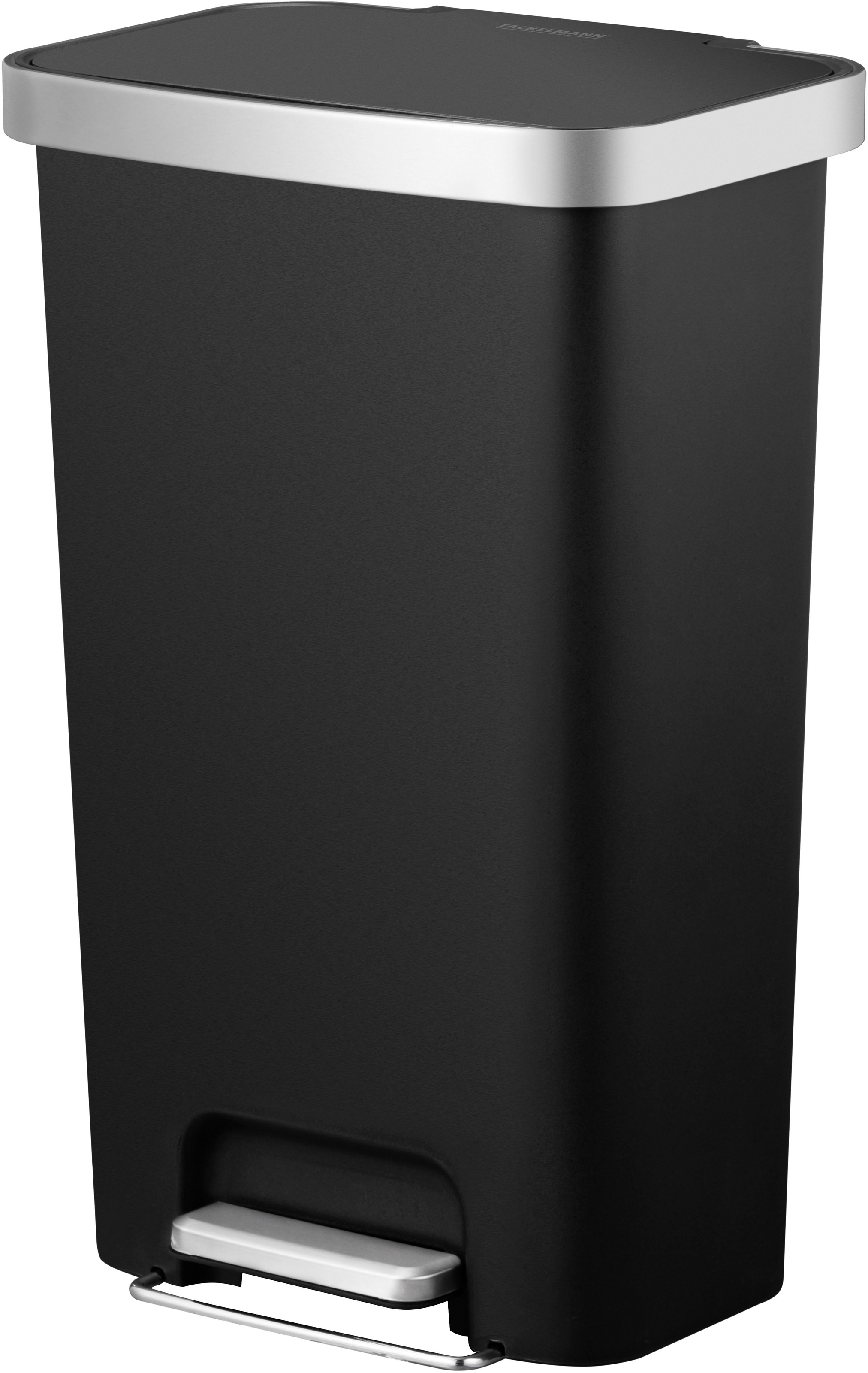 Mülleimer FACKELMANN "SEATTLE, Pedal-Abfalleimer 45L", schwarz matt, B:41cm H:65cm T:30cm, Kunststoff, Mülleimer, Mülleimer, stilvoller Mülleimer mit Soft-Close System & robustem Pedal
