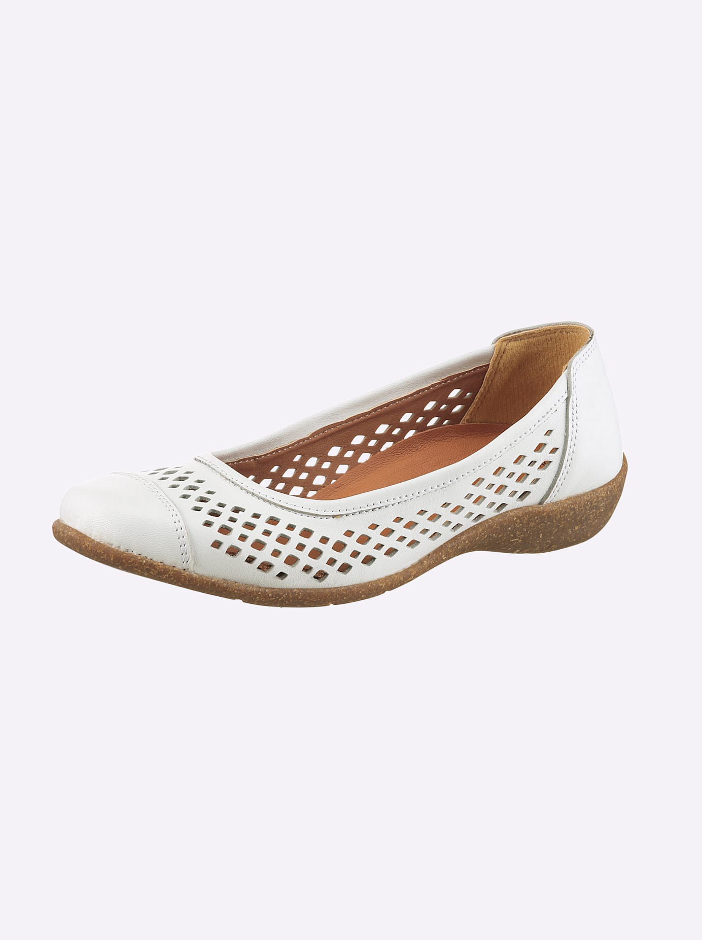 Ballerina CASUAL LOOKS, Damen, Gr. 42, weiß, Glattleder, Schuhe Ballerina