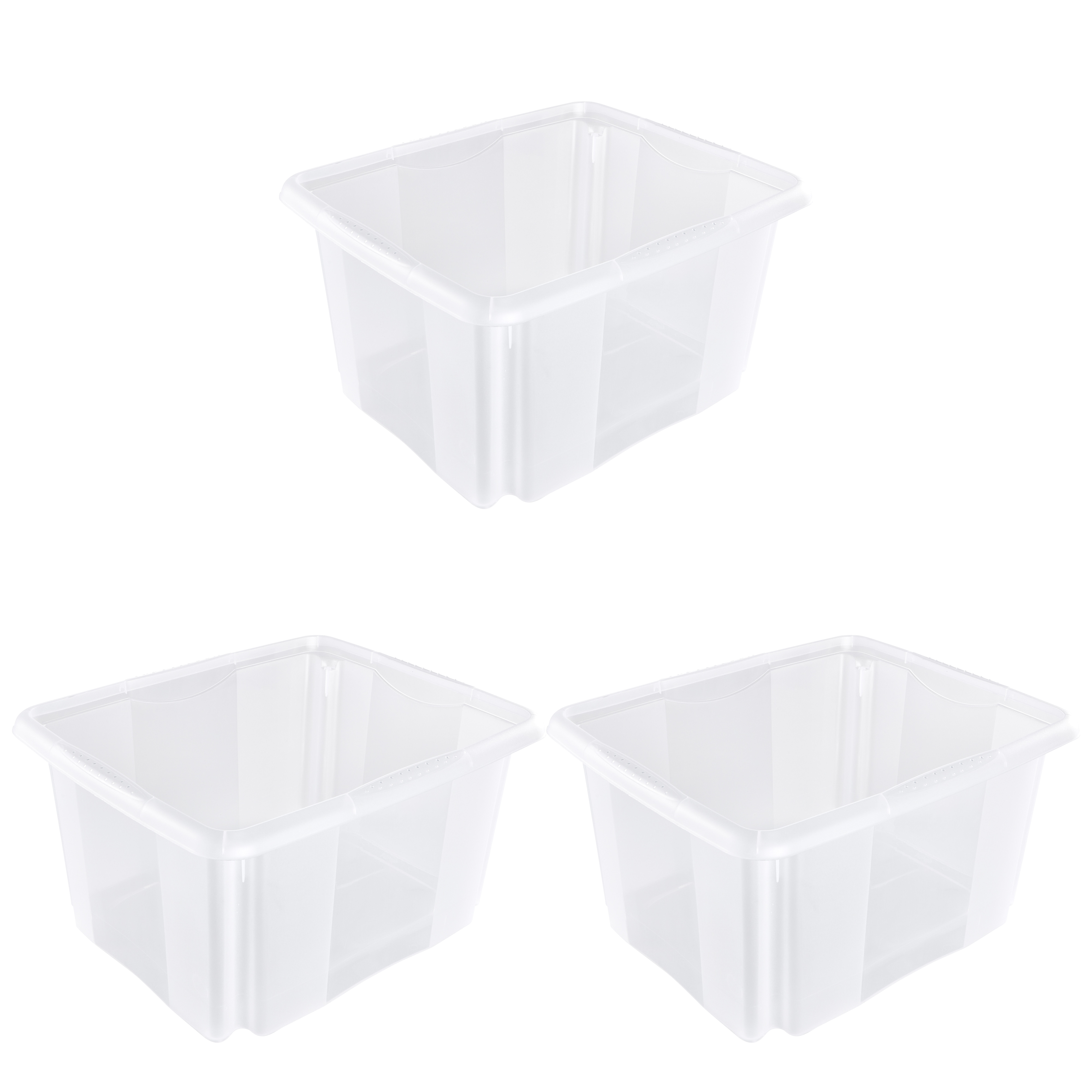 Aufbewahrungsbox KEEEPER "Emil, 3er Set, 24 L, 41 x 34,5 x 22 cm", transparent, B:41cm H:22cm T:34,5cm, Kunststoff, Aufbewahrungsboxen, Aufbewahrungsbox, ineinander und aufeinander stapelbar