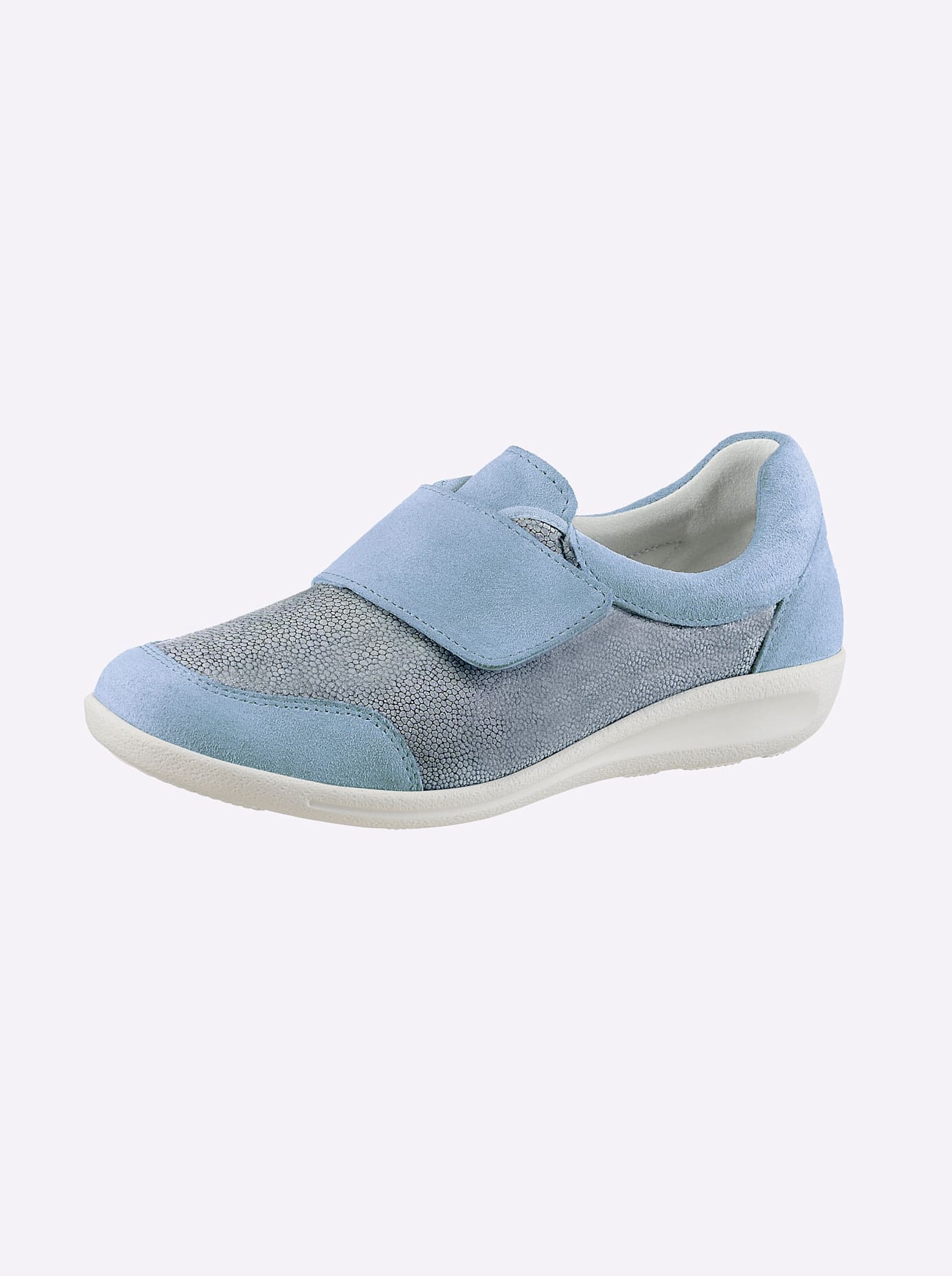Klettschuh CLASSIC BASICS, Damen, Gr. 36, bleu, Glattleder, Nubukleder, Basic, Schuhe Klettschuh