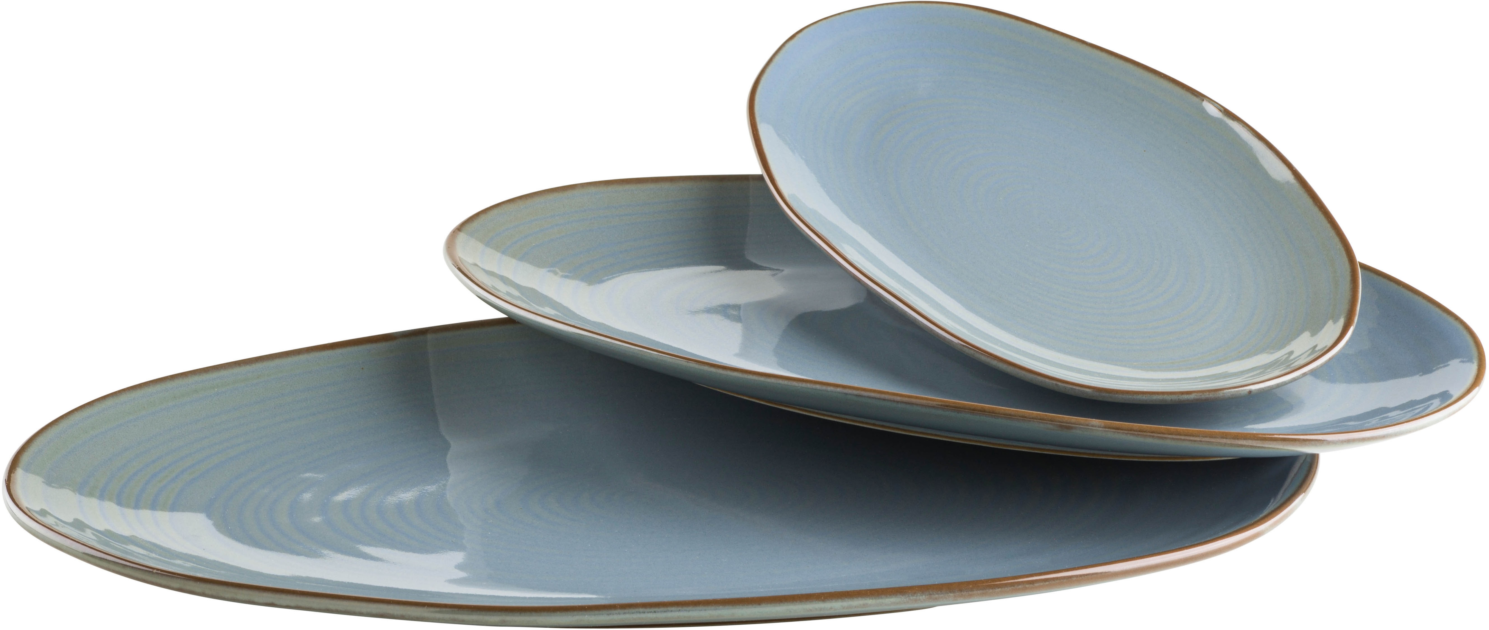 Servierplatte MÄSER "Nottingham, Servierplatten-Set, Steinzeug", türkis, grün, Steinzeug, Servierplatten, Servierplatte