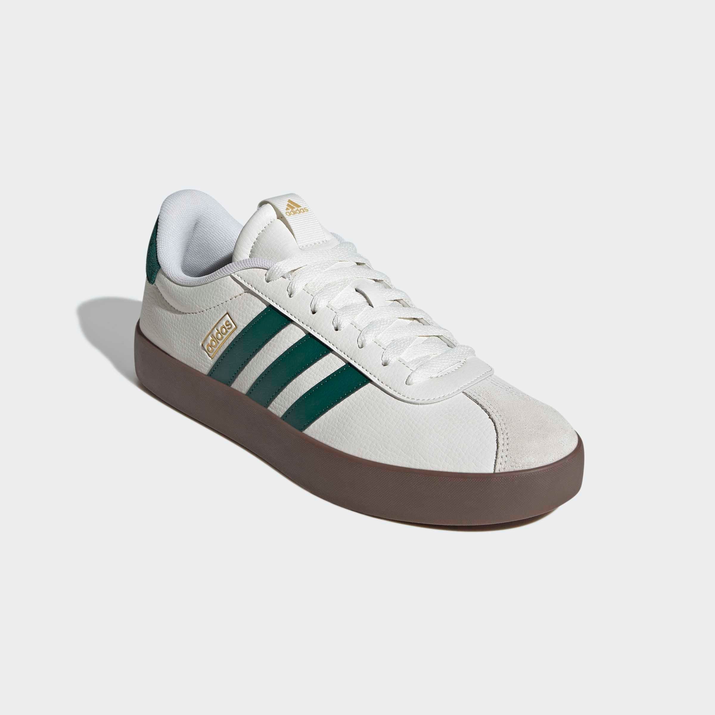 Sneaker ADIDAS SPORTSWEAR "VL COURT 3.0", Herren, Gr. 44, core weiß, collegiate grün, gum5, Leder, Synthetik, Schuhe Sneaker, inspiriert vom Design des adidas samba