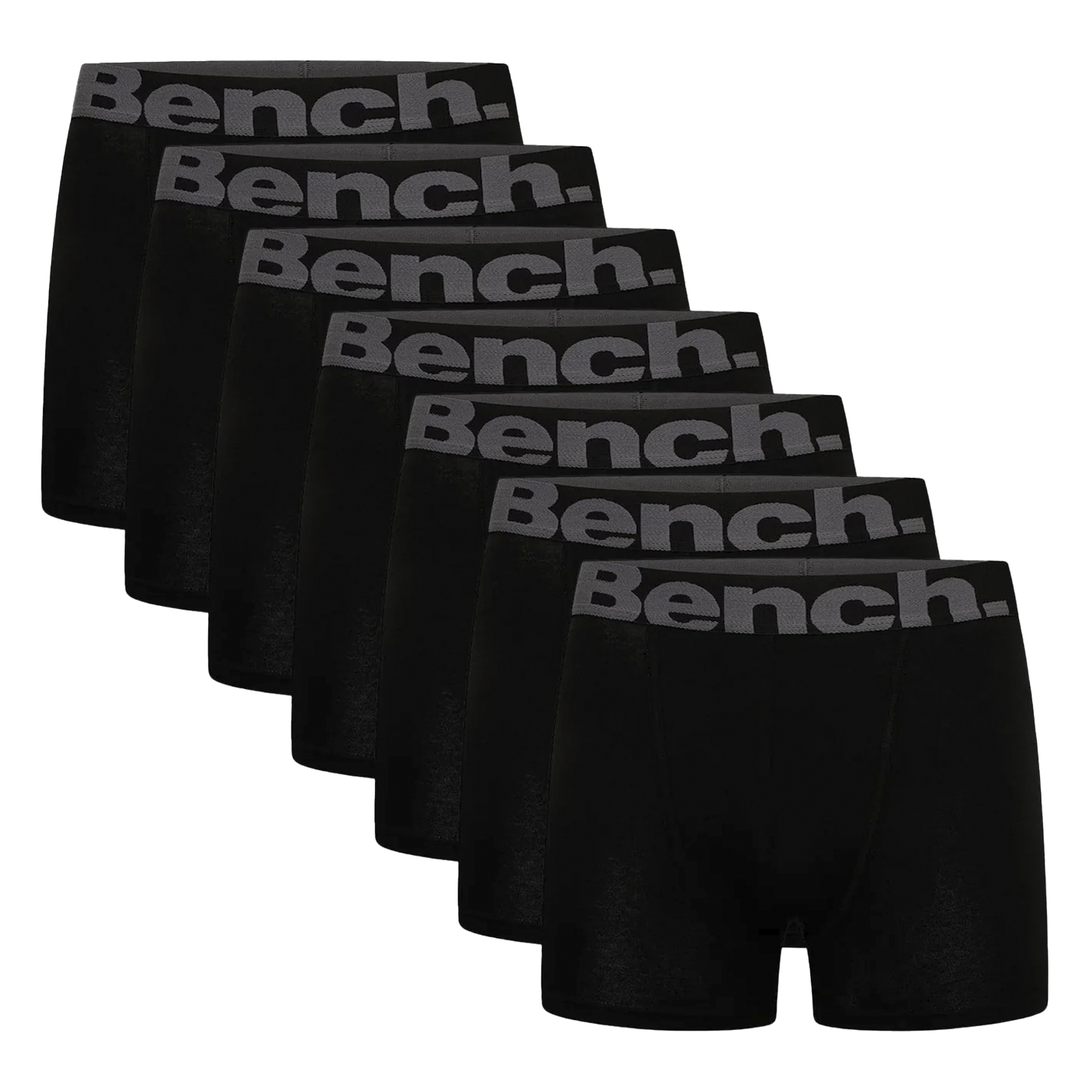 Bench 7 Pack Mens Cotton Boxers Underwear - Suttonia Collection - Black - Size Large | Bench Sale | Discount Designer Brands