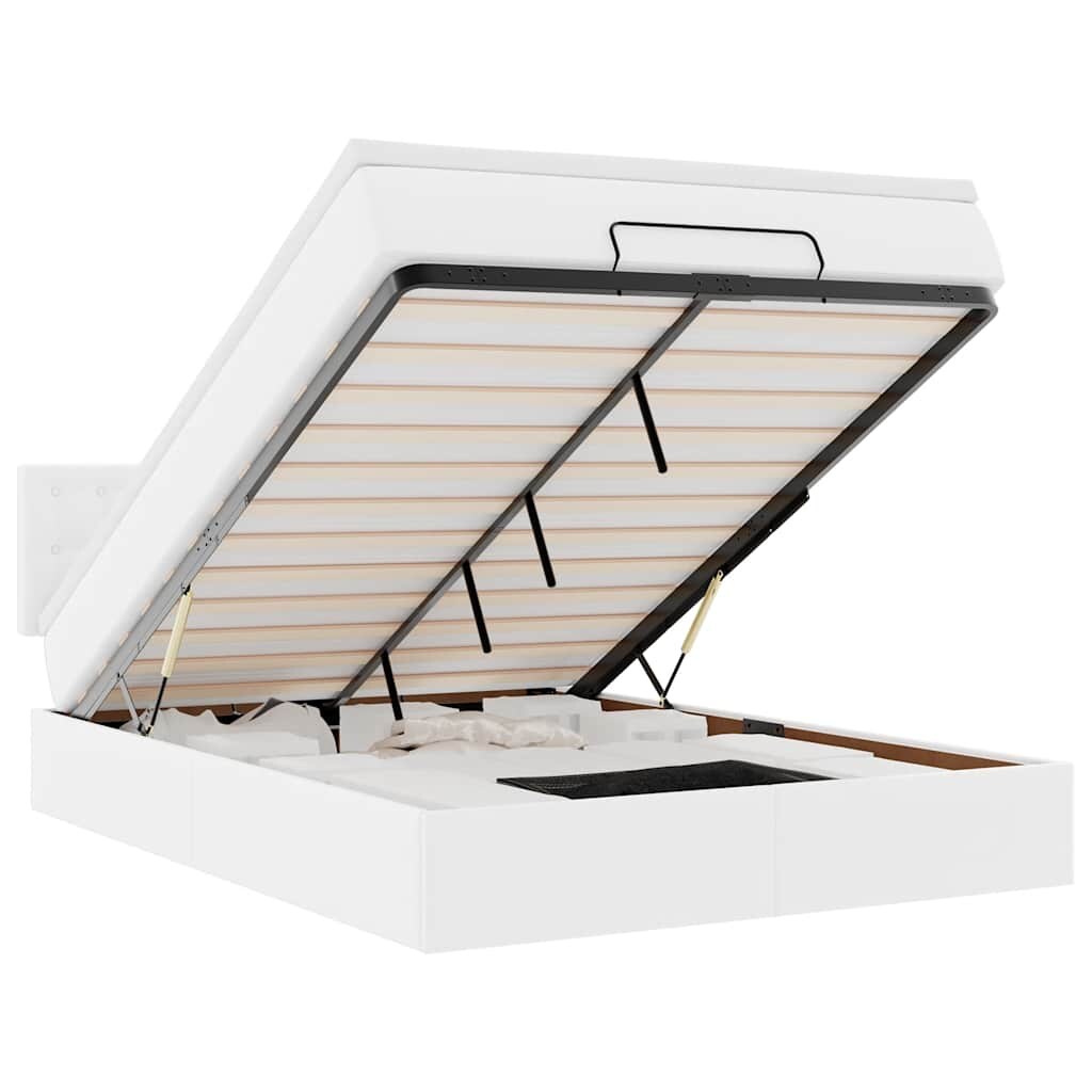 vidaXL Ottoman-Bett mit Matratze Weiß 140x190 cm Kunstleder Image