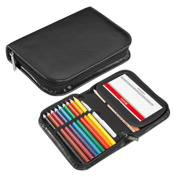 Brunnen Federmäppchen befüllt 14-teilig schwarz, 19.5x3.5x13.5 cm Image