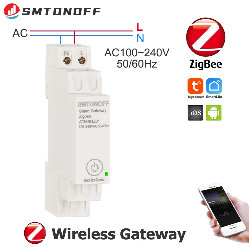 Tuya ZigBee Wireless Gateway Hub AC100~240V 50/60Hz Din-Rail Smart Home Bridge für Zigbee-Geräte Keine Notwendigkeit für AC-DC-Adapter Image