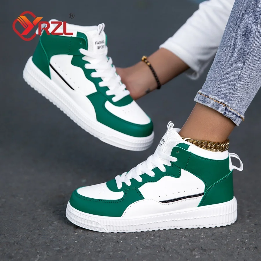 YRZL Damen-Turnschuhe, Herbst, weiße Schuhe, leicht, dicke Sohle, rutschfest, Skateboard-Schuhe, Unisex, lässige Sportschuhe für Herren