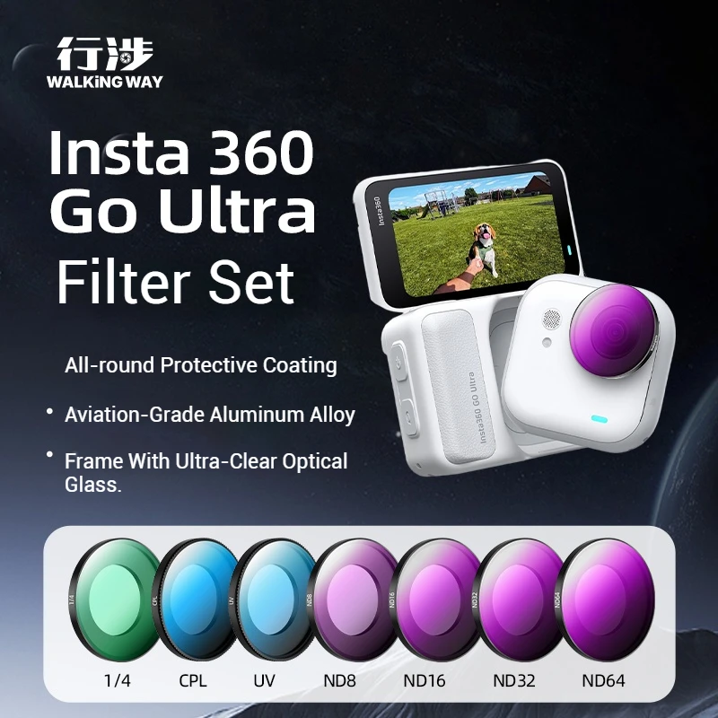 Walking Way Filter für Insta 360 Go Ultra Filter Kit, mehrschichtige Nano-Beschichtung, HD optische Glasfilter, Sportkamera-Zubehör Image