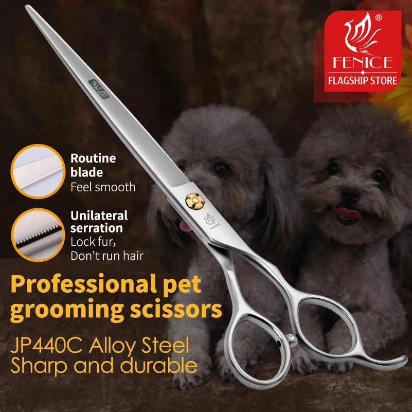 Fenice Professional 7,0/7,5 Zoll Haustierpflege in Hundehaarschneidern Schere gezahnte Klinge Hundeschneiden Pflegescheren Image