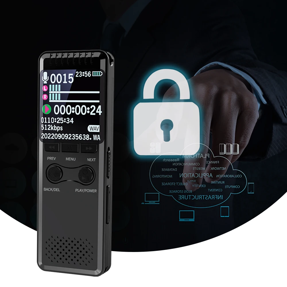 Vandlion V30C Diktiergerät, 1,44 Zoll großer bunter TFT-Bildschirm, 1450 mAh, große Akkulaufzeit, Typ-C-MP3-Musik-Player für Interviews Image