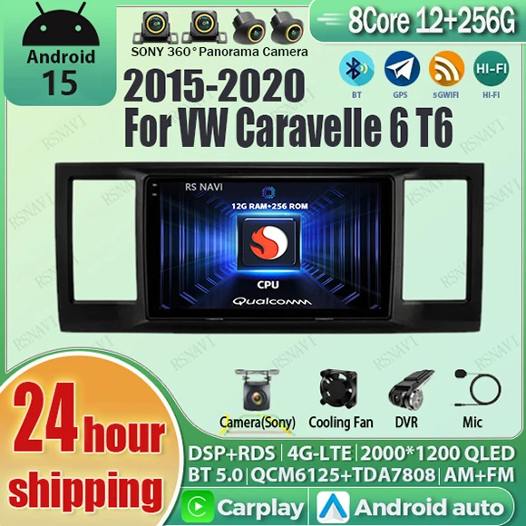 Android 15 wifi + 4G Carplay Auto Radio Für Volkswagen Caravelle 6 T6,1 T6 2015 - 2020 Navigation GPS multimedia DVD Player Stereo Image