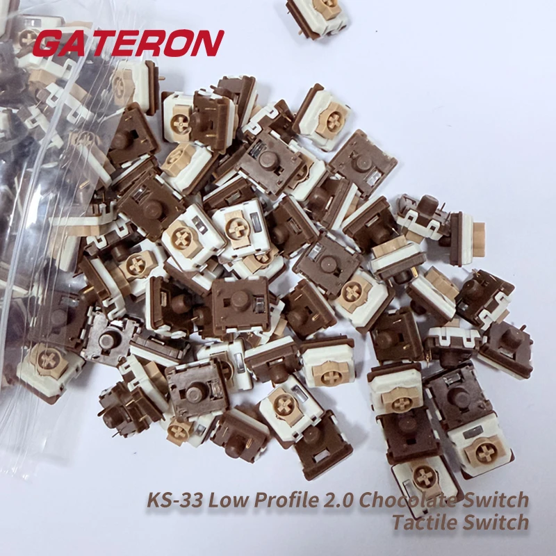 Gateron KS-33 Low Profile 2.0 Schokoladen-Tastaturschalter, 3-polig, RGB, individuell, DIY, Hot-Swap, mechanische Tastatur, Gaming, Büro Image