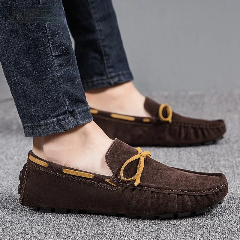 2025, Herren-Mokassin, grau, braun, schwarz, Loafer, Herren-Lederschuhe, Luxus-Designermarke, modische Turnschuhe, flache Schuhe, leicht