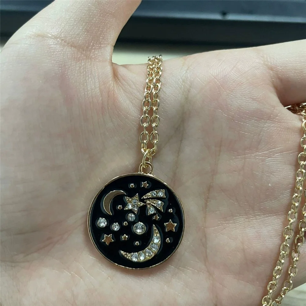 Charme weibliche Mond Anhänger Halskette Vintage Gold Farbe Hochzeit Schmuck für Frauen Image