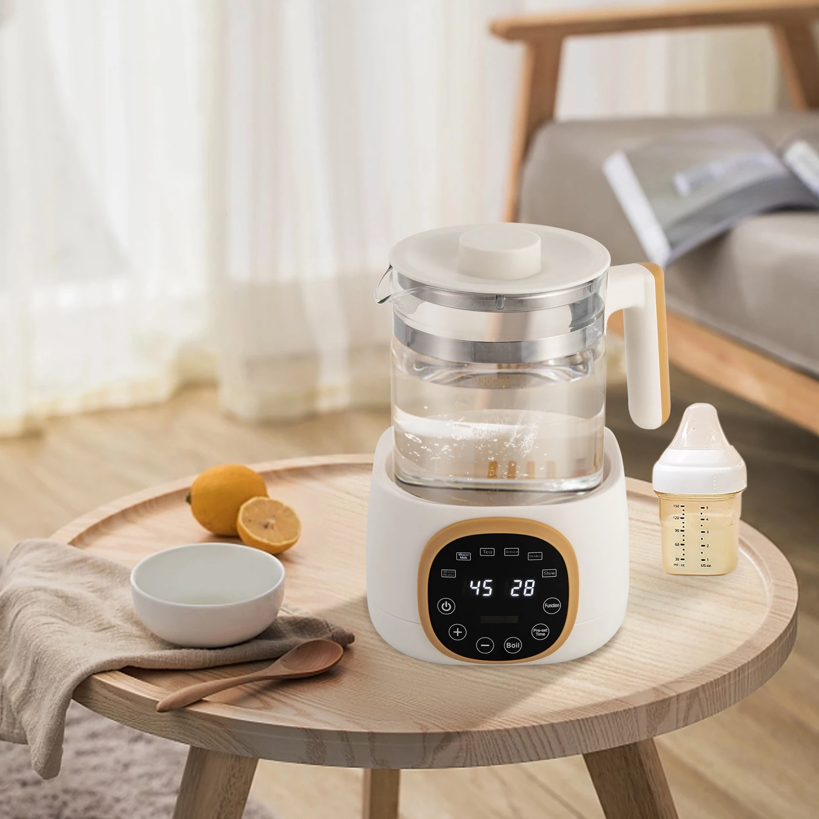 Flaschenwärmer, Edelstahl-Babykessel mit Temperatureinstellung, 72 Stunden, Thermostat, Flaschenvorbereiter, 1,3 l, für Babymilch, Tee, Kaffee Image