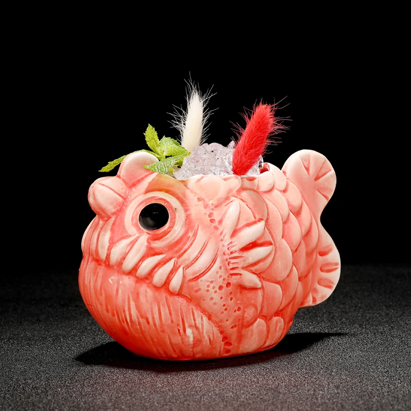 660 ml Hawaii Tiki Tassen Cocktailbecher Bier Getränkebecher Weinbecher Keramik Tiki Tassen Image