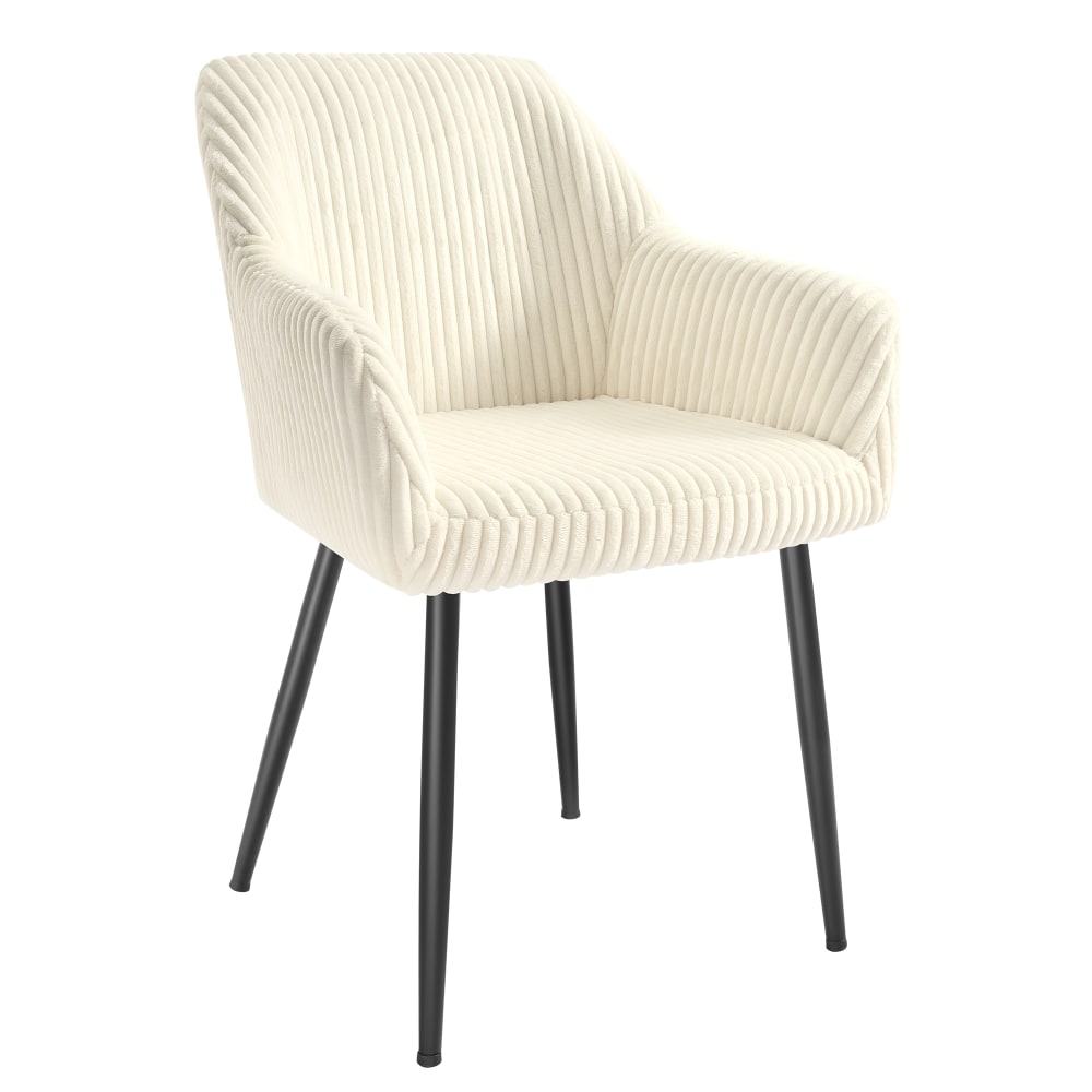 Chaise de salle à manger velours côtelé accoudoirs blanc et noir